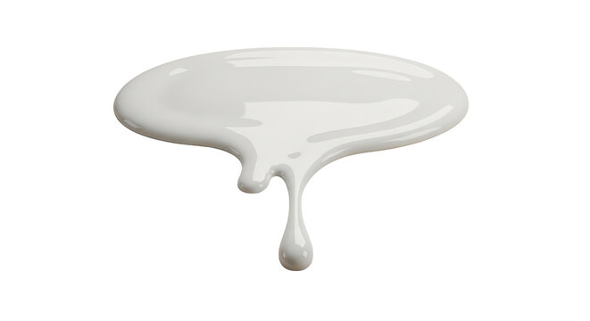 Creamy toner cosmetic liquid white texture puddle dripping across beige background. 3d rendering skincare beauty product sample