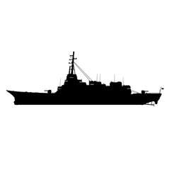 Modern Military Marine Warship Navy Battleship Destroyer Black Icon Silhouette Illustration Vector © grimgram