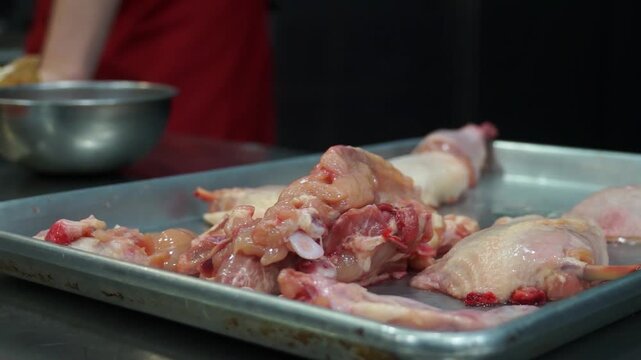 Raw chicken cut up
