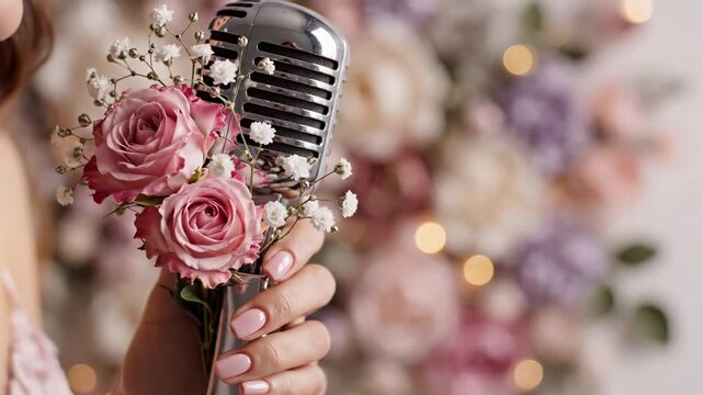 Elegant Microphone with Roses