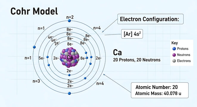 Calcium Bohr model atomic structure.