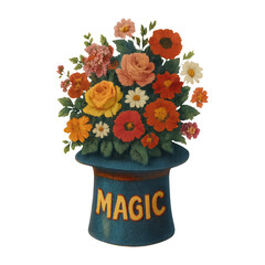 Naklejka premium PNG Floral magic hat illustration