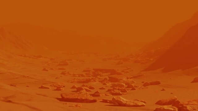 Mars Surface Landscape with Yellow Rocks 3D Space Exploration
