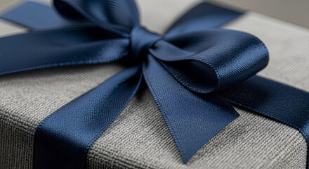 Macro close up of jewelry gift box ribbon highlighting texture and detail. Suitable for branding, ecommerce zoom feature, and luxury packaging marketing.