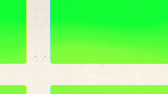 White paper texture grid transition overlay with organic paper edges and grain effect moving across a bright green screen background for video editing