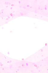 春イメージの桜の花びらフレーム背景 縦
