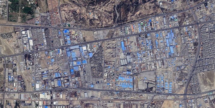 Karaj Iran Urban Expansion and Alborz Mountain Foothills Satellite View