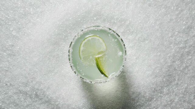 Margarita Cocktail on Salt Texture