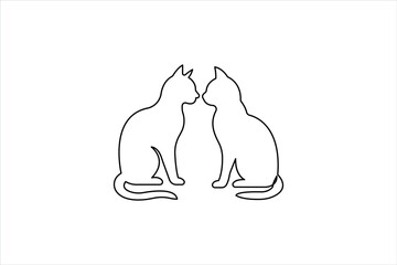 Obraz premium Continuous one line cat pet animal drawing of line art vector illustration design