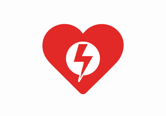 Heart with Lightning Bolt Icon Cardiac Emergency Healthcare Symbol Vector