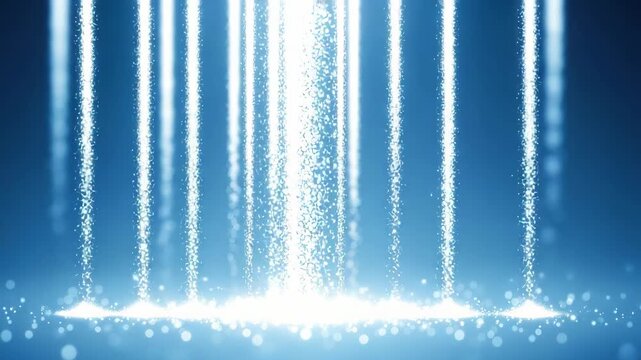 Abstract Blue Background Of Particles Falling Down Creating Abstract Light Effect With Bokeh In The Background For Graphic Design Science Technology Visual Concepts