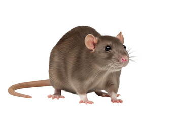 A brown rat standing on its hind legs and looking to the side isolated on transparent background
