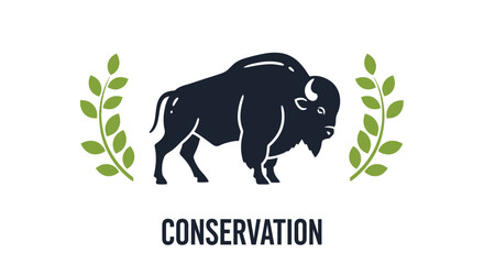 Obraz premium Black bison conservation symbol logo.