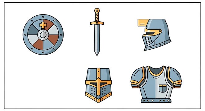 Medieval Knight Armor and Sword Set.