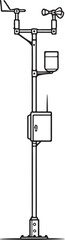 Obraz premium Agricultural Weather Monitoring Station Clean Black and White Line Art Illustration