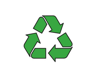 Obraz premium Green recycling symbol on a white background.