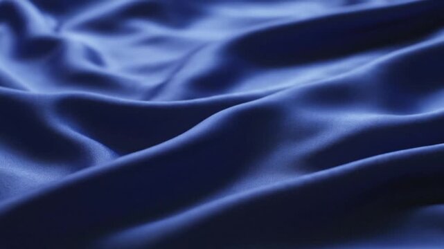 Blue satin fabric folds abstract background with soft drape and sheen