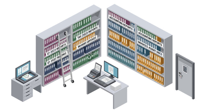 Server Room with Computers and Storage.