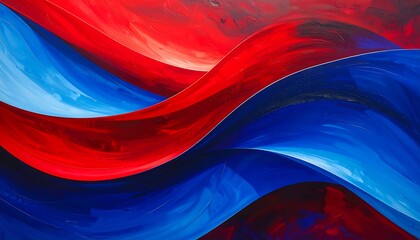 Vibrant wavy abstract art with red and blue hues