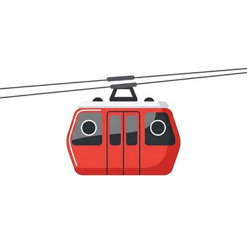Red Cable Car Illustration Isolated White.
