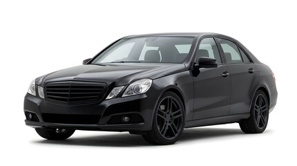 Fototapeta premium black sedan isolated on white
