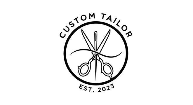 Custom Tailor Logo with Scissors Design.