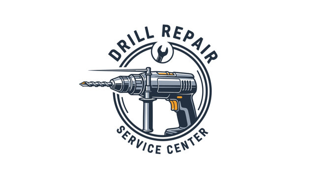 Drill Repair Service Center Logo Design.