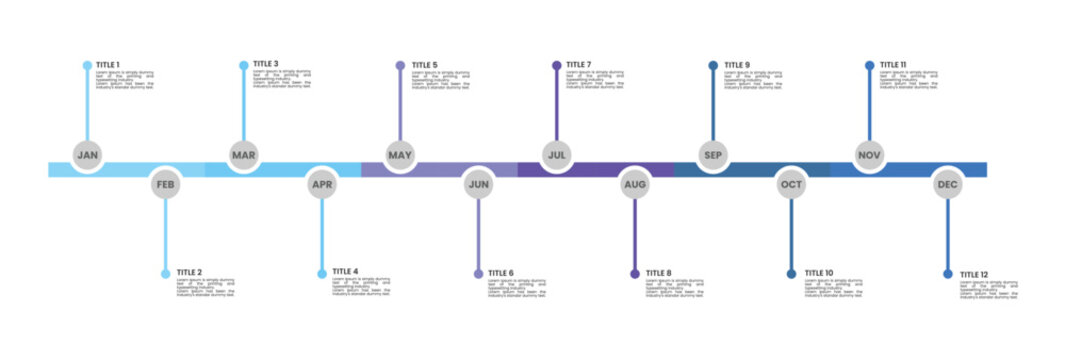 Circle timeline infographic presentation template 12 options. 12 month or 1 year infographic template