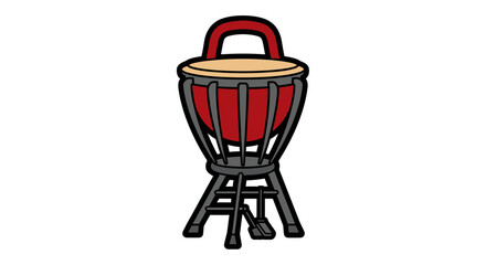 Red Djembe Drum on Stand.