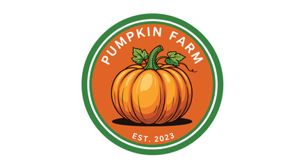 Pumpkin Farm Logo with Orange Pumpkin.