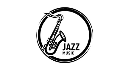 Saxophone Illustration with Jazz Music Text.