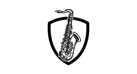 Saxophone Inside Shield Emblem Illustration 1.