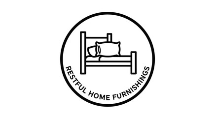 Simple Line Drawing of a Bed.