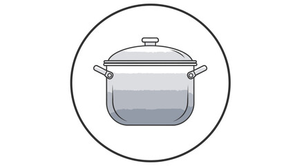 Simple Line Drawing of Stainless Steel Pot.