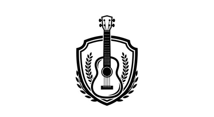 Ukelele Icon with Laurel Wreath Emblem.