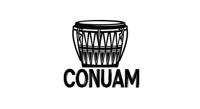 Black and White Djembe Drum Illustration.