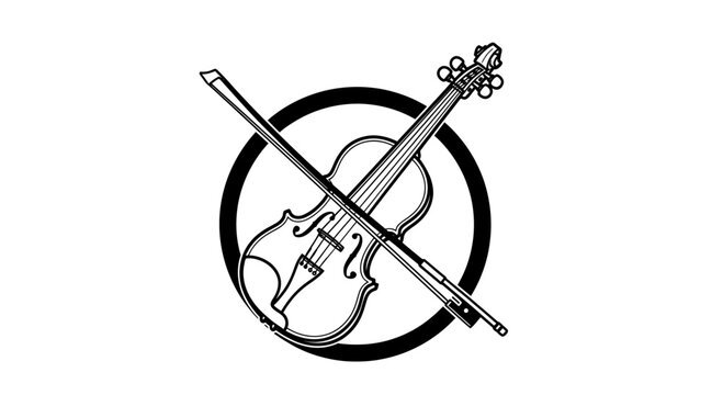 Black and White Violin Illustration Design.