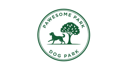 Dog Park Logo with Tree and Dog.