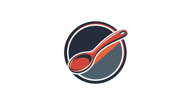 Red Spoon Iconic Logo Design Element.