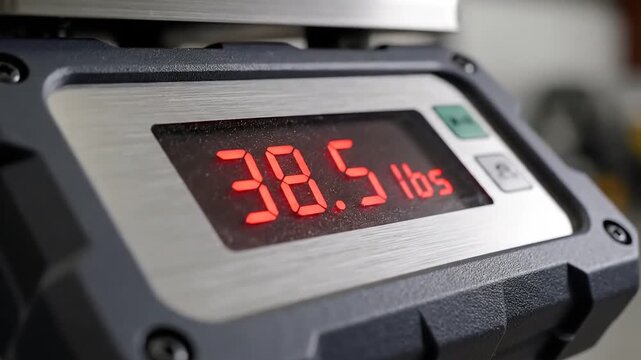 Digital Scale Displaying Weight Measurement in Pounds.