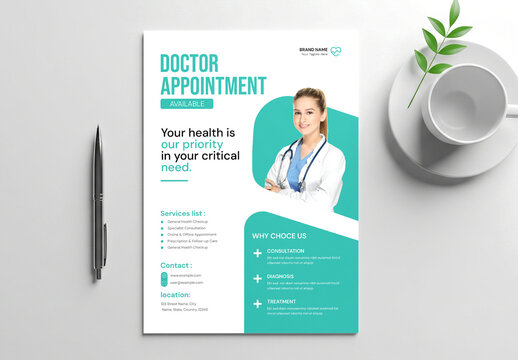 Professional Clinic Doctor Appointment Flyer Template