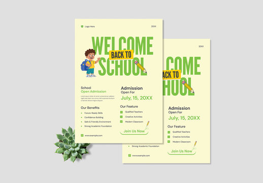 Back to School Admission Flyer Template for Kids Education Promotion