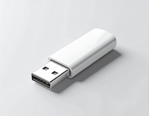 White USB flash drive isolated on gray background