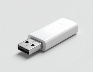 White USB flash drive isolated on gray background
