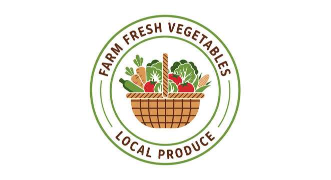 Farm Fresh Vegetables Local Produce Logo.
