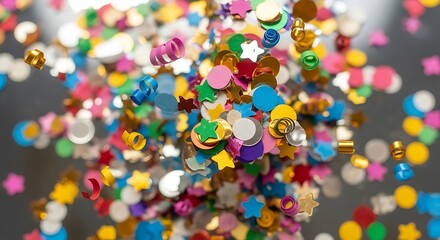 Obraz premium Colorful confetti background abstract festive design holiday celebration decor