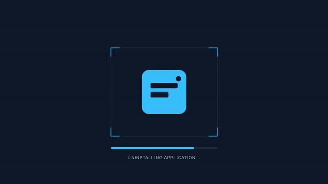 Blue Square Icon Animation on Dark Background.