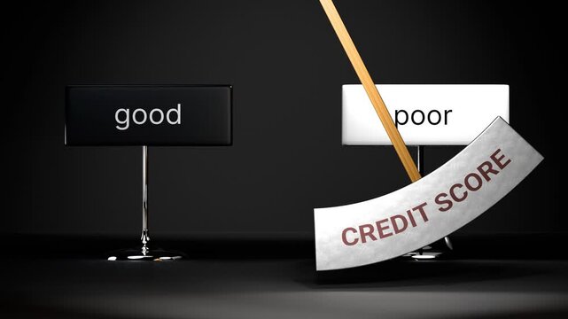 Credit score cycles between good and poor. Visualizing a repeated pattern of credit score that swings between extremities: good and poor. Repeating transition from good to poor.