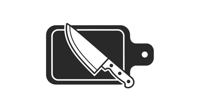 Chef Knife on Chopping Board Icon.