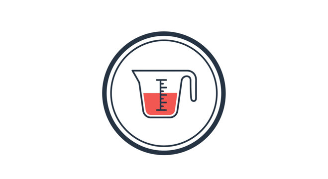 Measuring Cup Icon with Red Liquid.